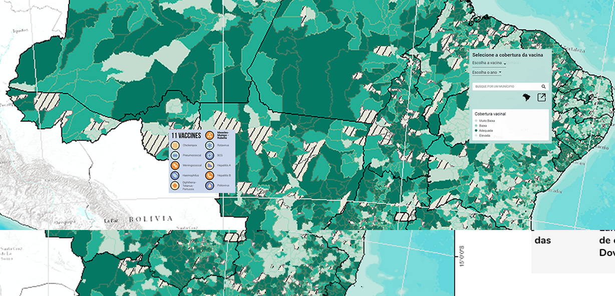 Veja o mapa da cobertura vacinal nos 5570 municípios do Brasil